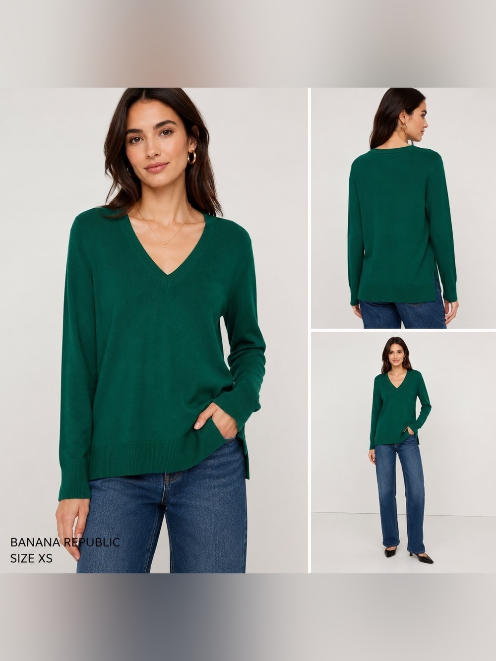 BANANA REPUBLIC Green V-Neck Women's Sweater/size XS